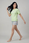 Zivame Abstract Print Cotton Loungewear Short Set - Ice Water — thumbnail 4